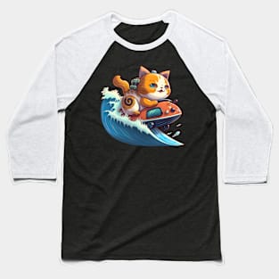 cat surfing with boat Baseball T-Shirt